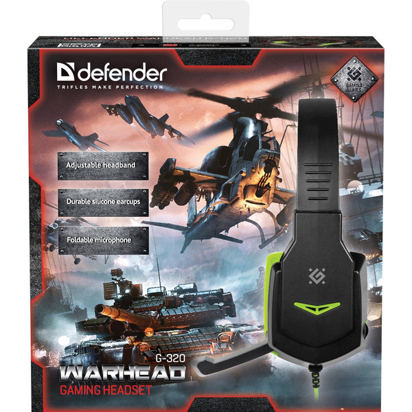 Игровая гарнитура Defender Warhead G-320 (черный+зеленый)