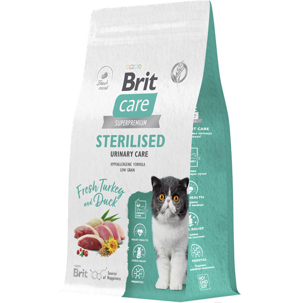 Сухой корм для кошек Брит Кеа Cat Sterilised Urinary Care с индейкой и уткой / 1067054 (400г)