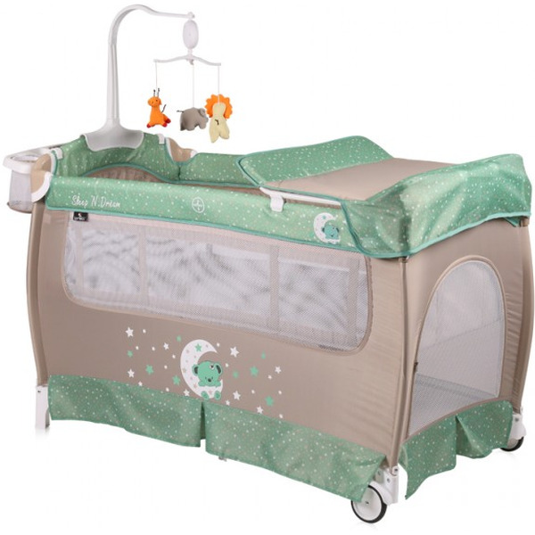 Манеж-кровать LORELLI San Remo 2 Plus Green Beige Moon Bear