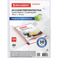 Файлы BRAUBERG А4 ECONOMY 229659 (100 шт, гладкие, 30 мкм)