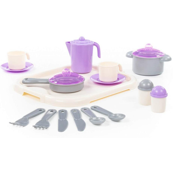 Набор игрушечной посуды Полесье Настенька с подносом на 2 персоны 3940