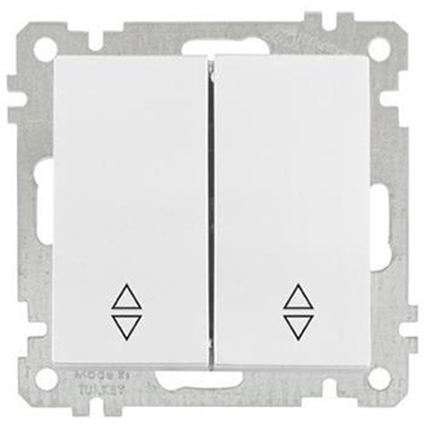 Переключатель на два направления двухклавишный Mutlusan 2100-404-0101 белый (21 серия)