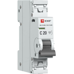 Автоматический выключатель EKF PROxima ВА 47-63N 1P 20А (C) 6кА M636120C