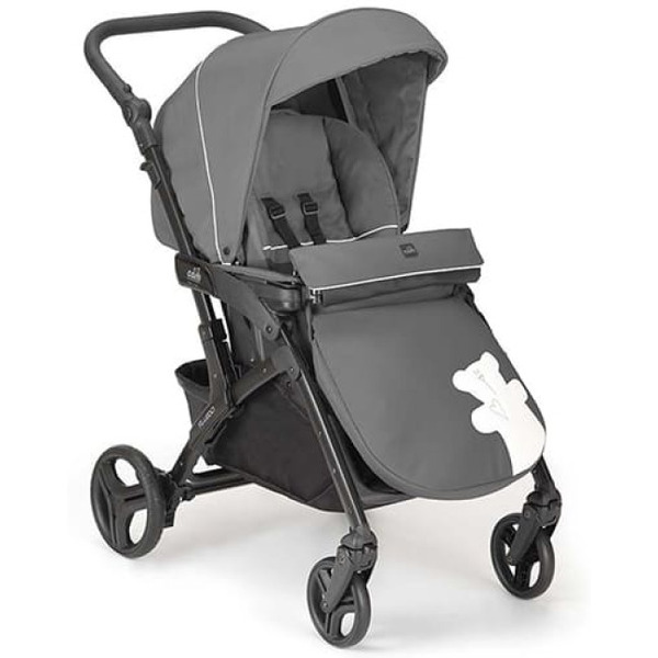 Универсальная коляска CAM Tris Fluido Easy (3 в 1, белый медвежонок, антрацит-черный)