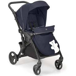 Универсальная коляска CAM Tris Fluido Easy (3 в 1, белый медвежонок, синий-черный)