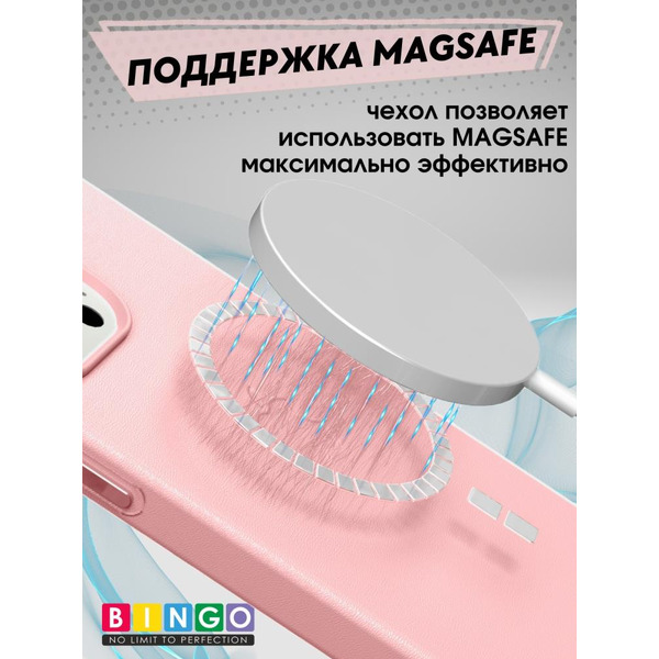 Бампер BINGO Leather Magsafe для iPhone 14 Plus Розовый