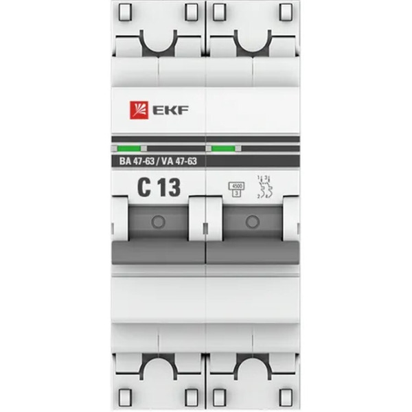 Выключатель автоматический EKF PROxima ВА 47-63 2P 13А (C) 4,5kA