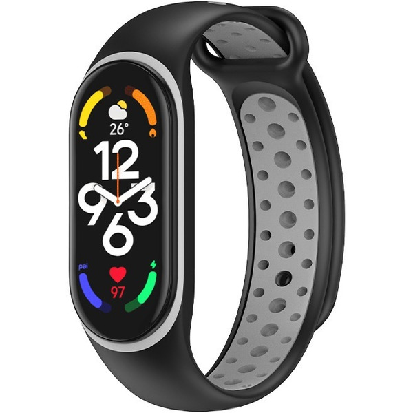 Ремешок Bingo Sport для XIAOMI Mi Band 5/6/7 Черный с серым