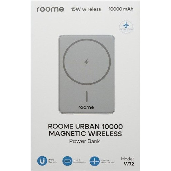 Внешний аккумулятор Roome Urban W72 RMUR10KGR 10000mAh Magnetic Wireless (серый)