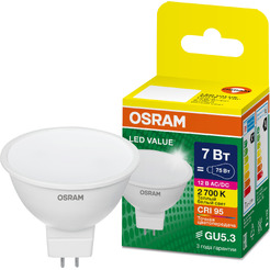 Лампа светодиодная OSRAM Value MR16 7W 2700K GU5.3 FR 12V