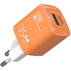 Зарядное устройство Atomic CRYSTAL G351 GAN 35W 2-порта USB (A+C) с кабелем USB (С-С) 1.2 метра, цвет оранжевый | 10.197