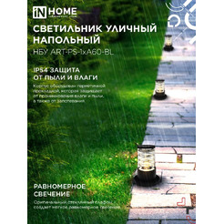 Светильник уличный настенный IN HOME НБУ ART-PS-1xA60-BL (4690612048475)