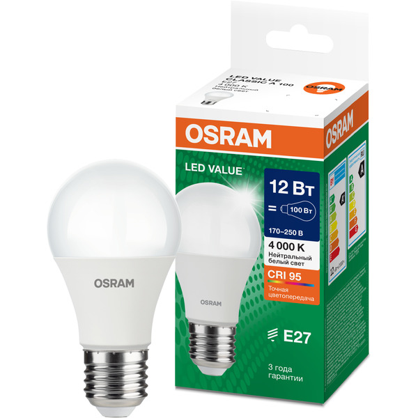 Лампа светодиодная OSRAM А100 12W 4000K Е27