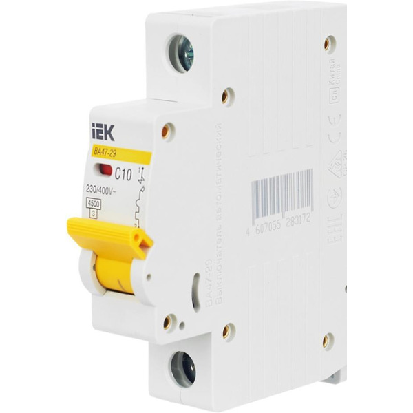 Выключатель автоматический IEK ВА 47-29 10А 1п 4.5кА С MVA20-1-010C