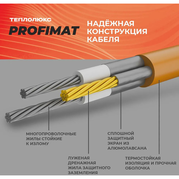 Нагревательный мат Теплолюкс ProfiMat 180 6 кв.м. 1080 Вт