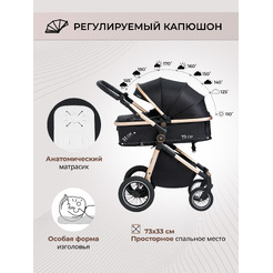Детская универсальная коляска Sweet Baby Ranger 3в1 (Neo Black Gold)