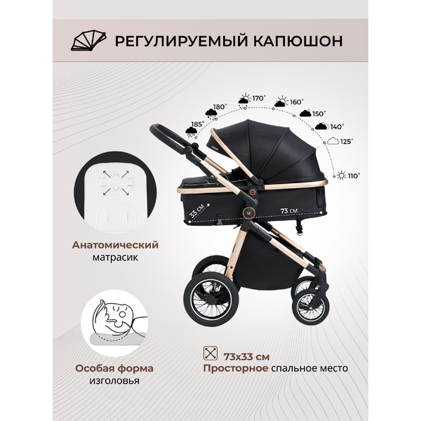Детская универсальная коляска Sweet Baby Ranger 3в1 (Neo Black Gold)