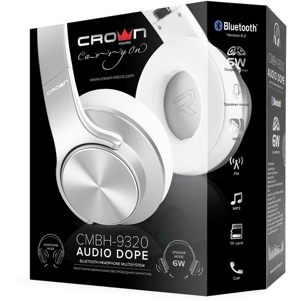 Наушники CrownMicro CMBH-9320 (серебристый)