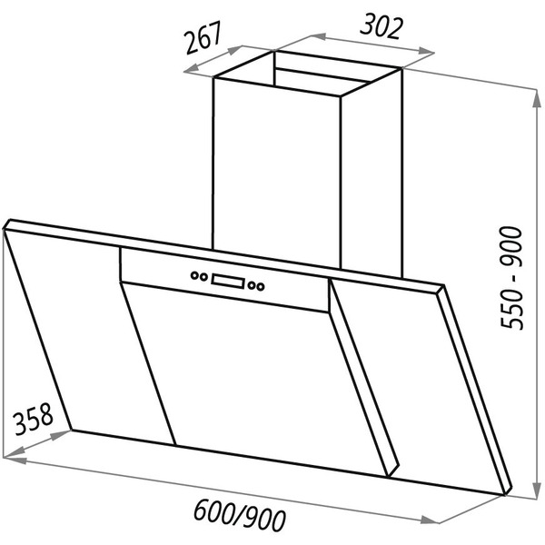 Кухонная вытяжка Maunfeld Gloria 90 (нержавеющая сталь/черное стекло)
