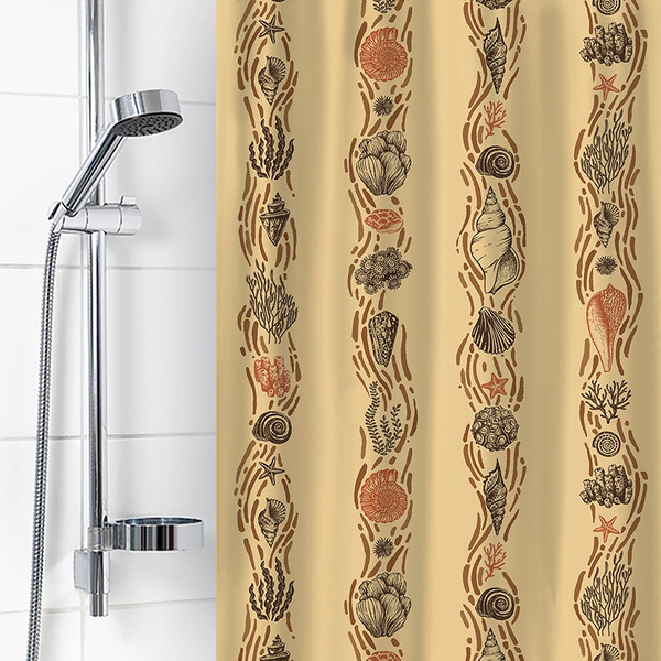 Штора для ванной комнаты Вилина 6984 Ракушки (бежевый)