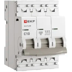 Автоматический выключатель EKF PROxima ВА 47-63N 3P 10А (C) 4.5кА M634310C