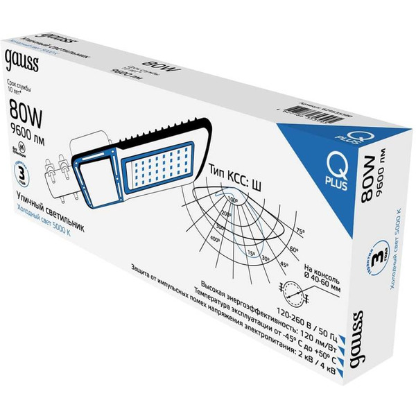 Светильник консольный Gauss Qplus 629535380