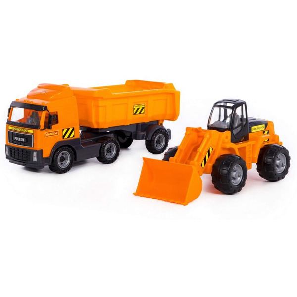 Автомобиль-самосвал с полуприцепом + трактор-погрузчик Полесье 0384 (в коробке)