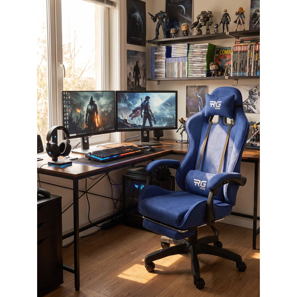 Игровое кресло byroom RG HEALER fabric blue с подставкой для ног BRGF813F/BL