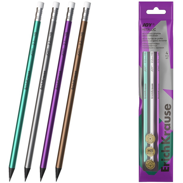 Набор чернографитных карандашей Erich Krause JOY® Metallic 61732 (4 шт)