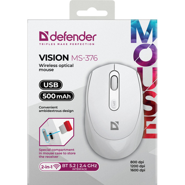 Мышь Defender Vision MS-376 (белый)