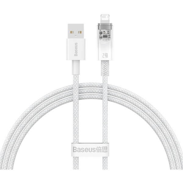 Кабель Baseus Explorer Series Fast Charging Cable with Smart Temperature Control 2.4A USB Type-A - Lightning (CATS010002) 1 м, белый