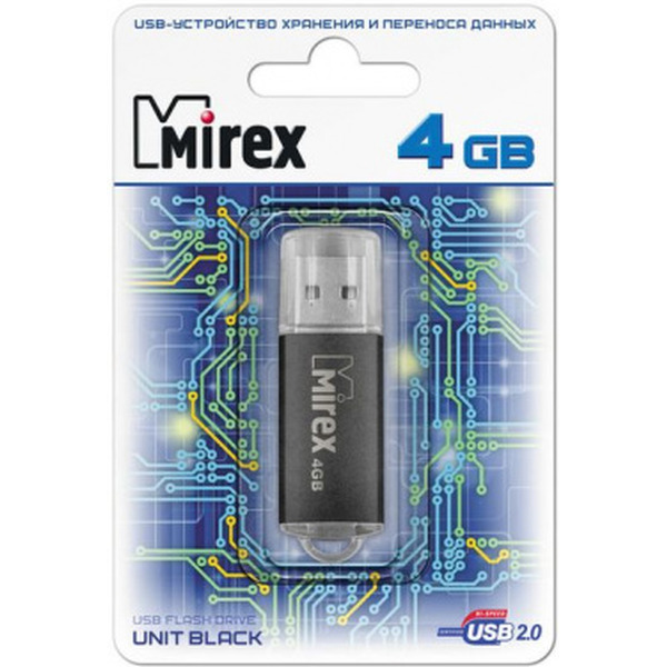 USB Flash MIREX Unit Black 4GB (13600-FMUUND04)