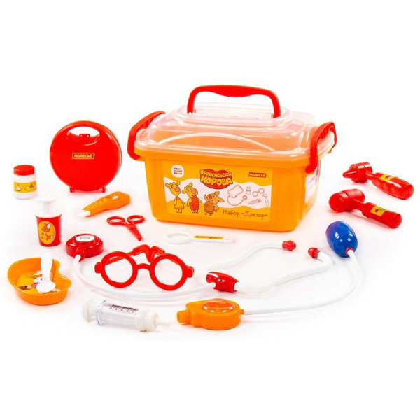 Игровой набор доктора Полесье Оранжевая корова Доктор 83357