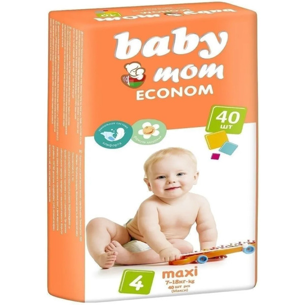 Подгузники Baby Mom Еconom 4 (MAXI) 7-18 кг, 40 шт