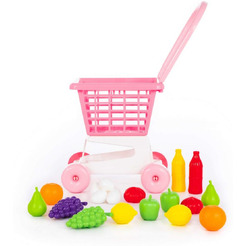 Тележка Полесье "Supermarket" №1 (розовая) + набор продуктов  68477