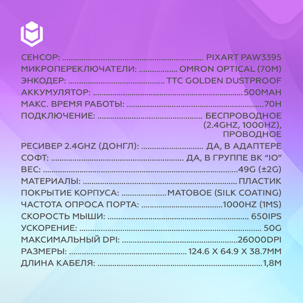 Мышь IO by Red Square Aurora io155 (фиолетовый)
