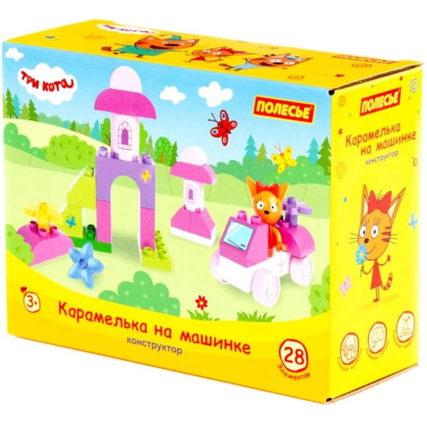Конструктор Полесье Макси. Три кота. Карамелька на машинке 31277