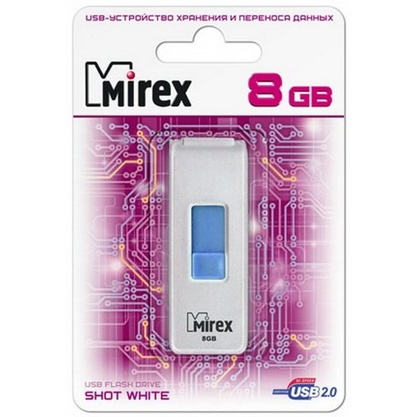 USB флэш-накопитель MIREX SHOT WHITE 8GB 13600-FMUWST08