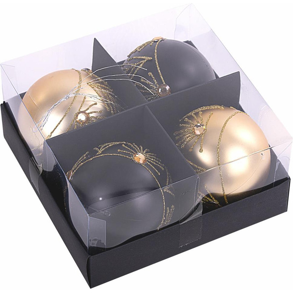 Шары ёлочные ЗОЛОТАЯ СКАЗКА 591995 (черный/золотистый)