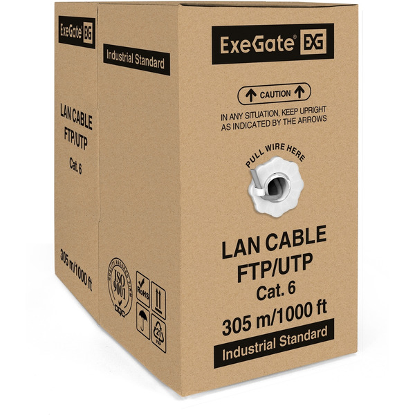 Кабель бухта ExeGate FUTP4-C6-CU-S23-IN-PVC-GY-305-FLUKE FTP EX281810RUS