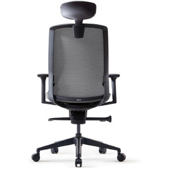 Кресло BESTUHL J1 (черная рама, спинка-сетка, сиденье-ткань, крест.-пластик, серый)