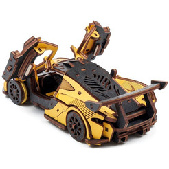 Механическая модель в виде конструктора EWA Гоночный автомобиль желтый