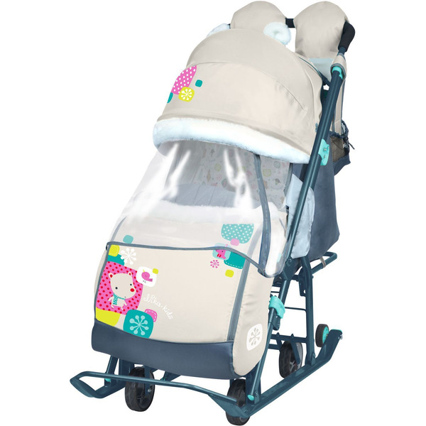 Санки-коляска Ника Детям 7-2 New (мишка, бежевый)