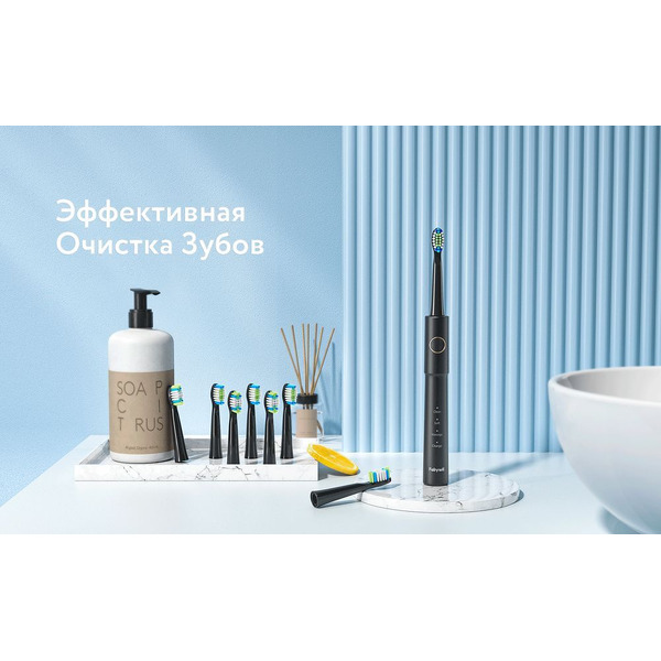 Электрическая зубная щетка Fairywill E11 (черный, 8 насадок + чехол)