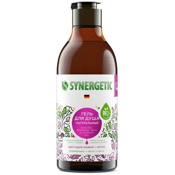 Гель для душа SYNERGETIC Цветущий инжир и лотос 380мл
