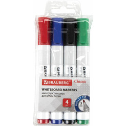 Маркеры стираемые для белой доски BRAUBERG CLASSIC 152117