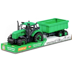 Трактор Полесье Прогресс с прицепом инерционный (зелёный) 94186