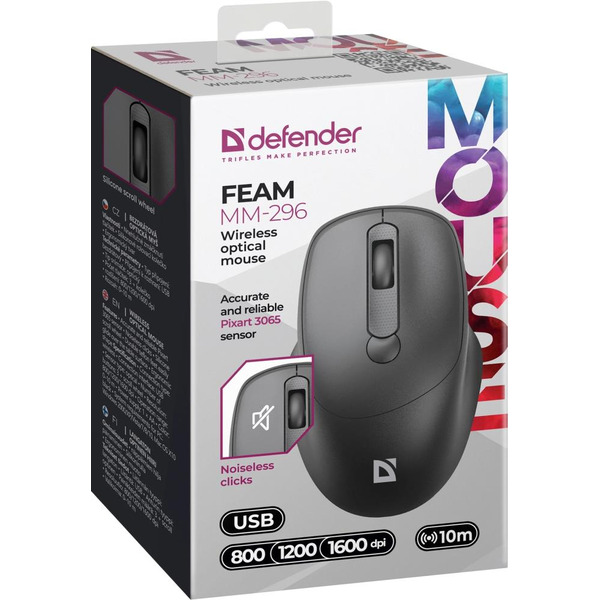 Беспроводная оптическая мышь DEFENDER Feam MM-296 (52296) черный