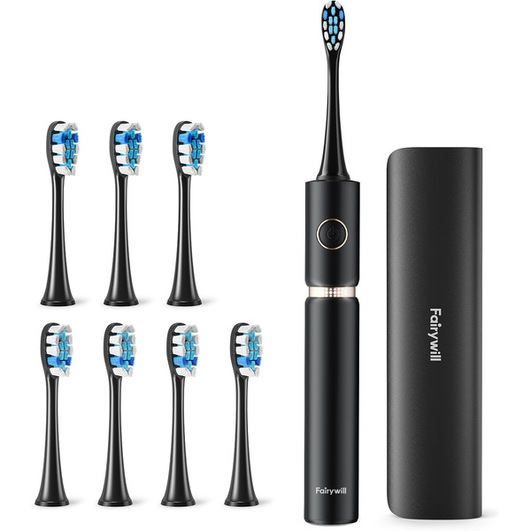Электрическая зубная щетка Fairywill P11 (черный, 8 насадок)