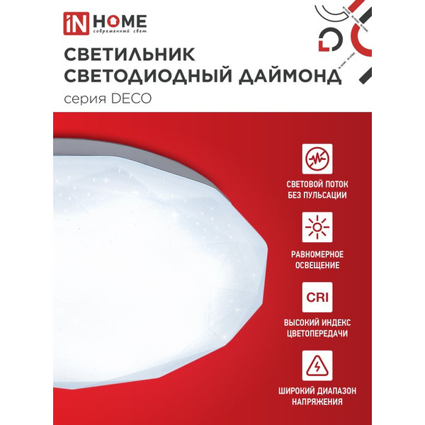 Светильник светодиодный IN HOME DECO ДАЙМОНД (4690612052489)